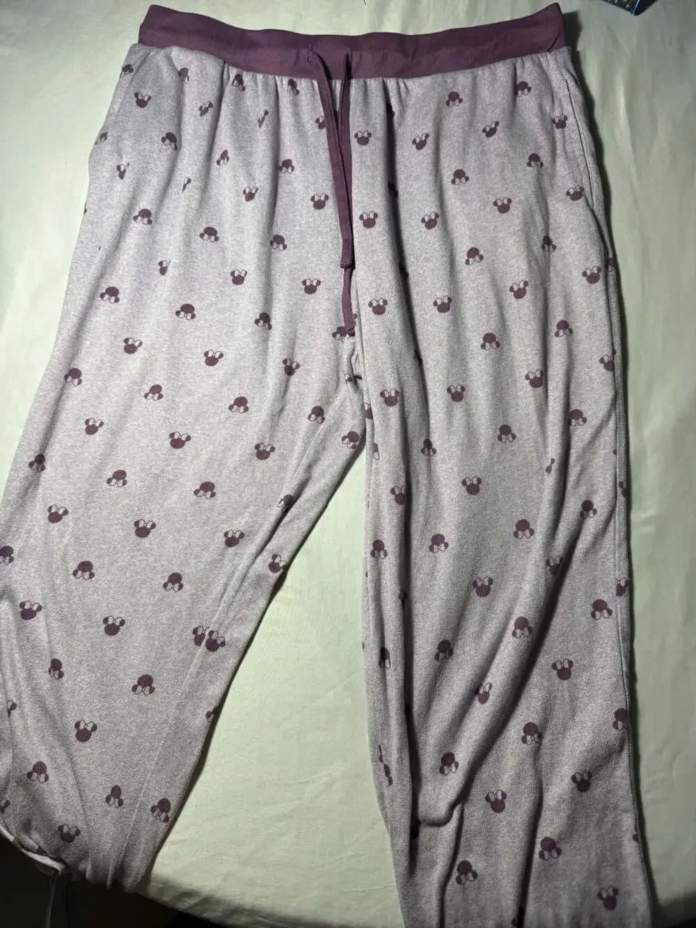 Disney Minnie Mouse Women's Pajama Jogger Pants Purple with Bow Print - Picture 2 of 7